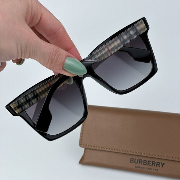 Burberry BE4335 39298G BRAND NEW Sunglasses Black Grey Square Women main image 4